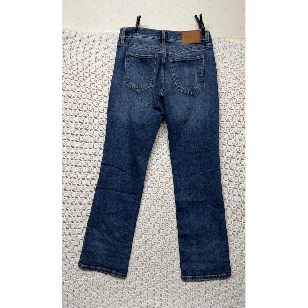 Lucky Brand Easy Rider Boot Jeans Womens 6/28R Blue Denim Knee Rips Stretch